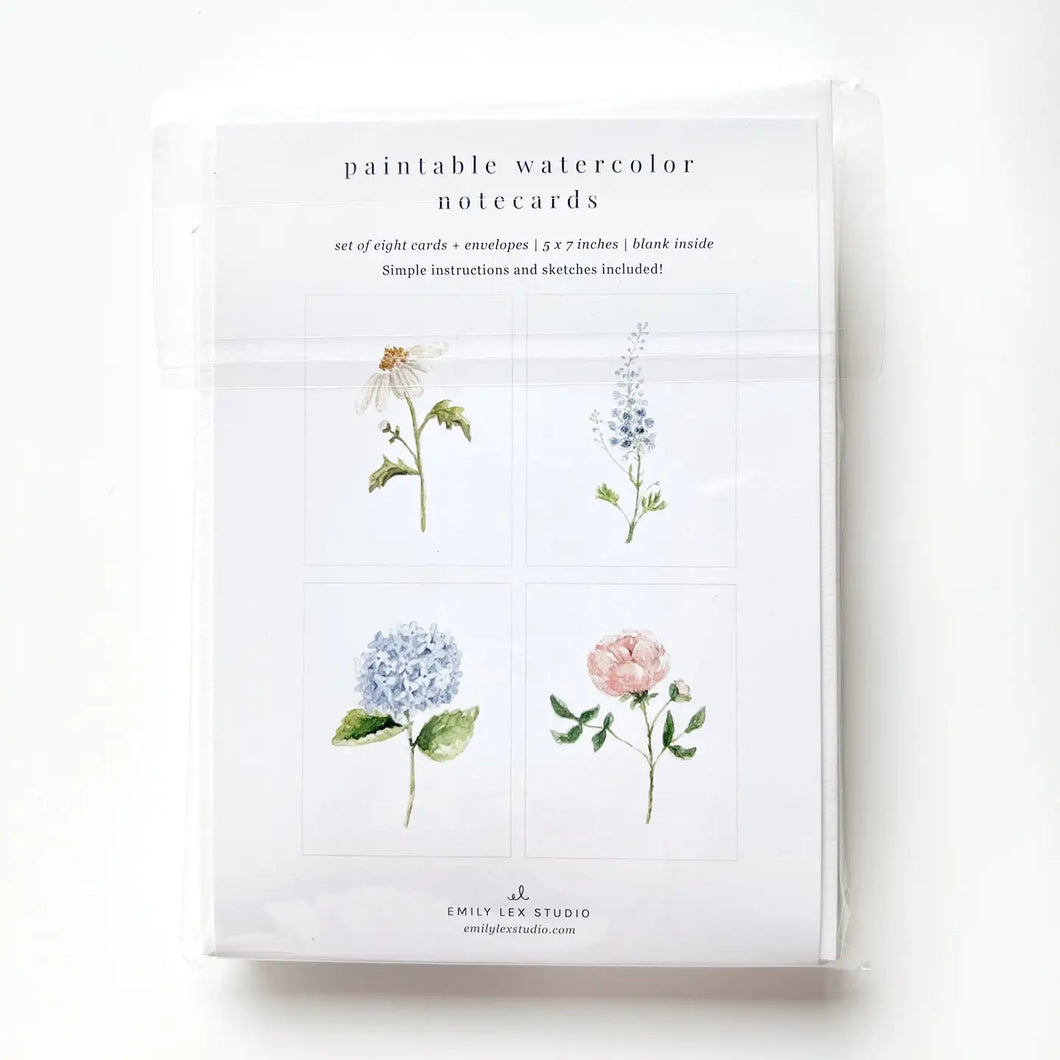 Garden Flowers | Paintable Notecards set of 8 PREORDER 25th MARCH