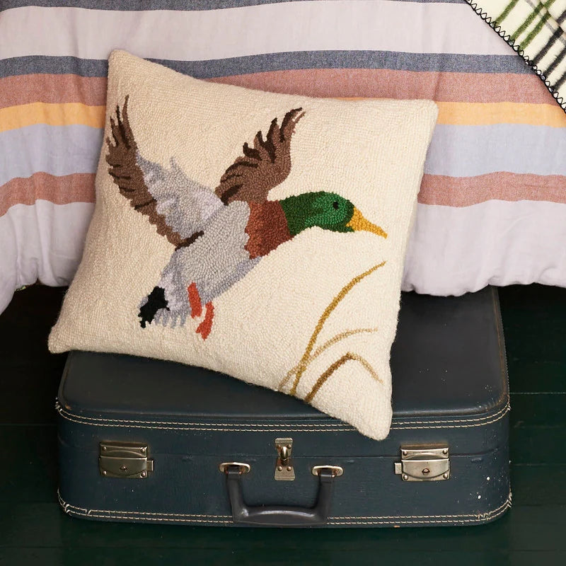 Mallard Wool Hook Throw Pillow | 16